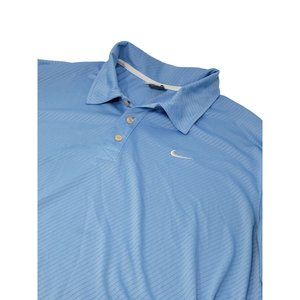 Nike Sportswear Polyester‎ Polo Shirt Size XXL Men's Blue Logo Short Sleeve